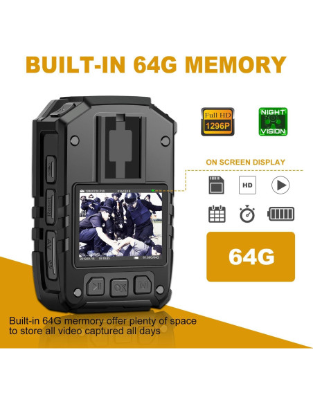 Cámara Corporal CammPro I826 Pro 1440P HD 64GB GPS Impermeable