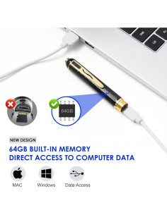 Bolígrafo Cámara Oculta 1080P KINGDANS 64GB Batería 600mAh 2