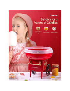 Máquina de Algodón de Azúcar FOHERE 500W Rojo Vintage 2