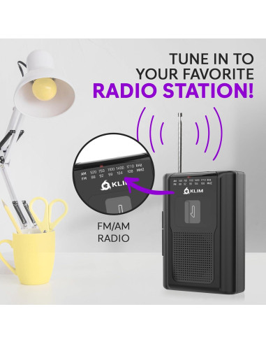 Reproductor de Cinta KLIM K8 Portátil con Radio AM/FM y Micrófono