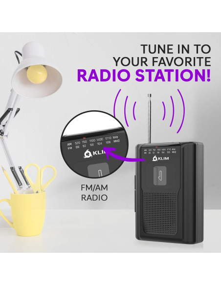 Reproductor de Cinta KLIM K8 Portátil con Radio AM/FM y Micrófono