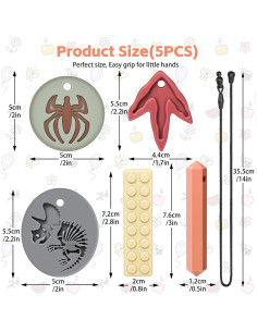 Collares Masticables Sensoriales MISSLILI - 5 Piezas Silicona 2