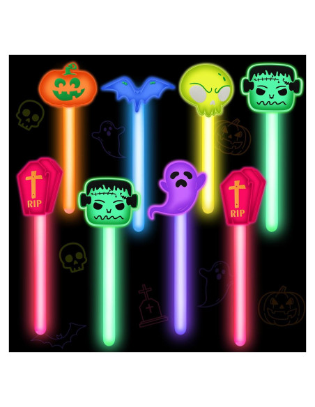 Paquete de 24 Palos de Luz Halloween AFZMON 10.16 cm Brillan en la Oscuridad