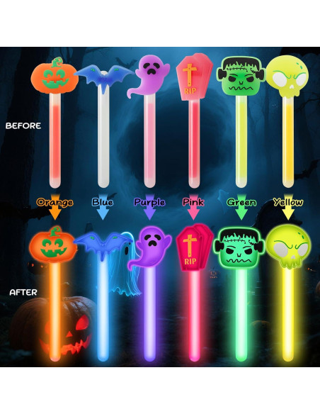 Paquete de 24 Palos de Luz Halloween AFZMON 10.16 cm Brillan en la Oscuridad