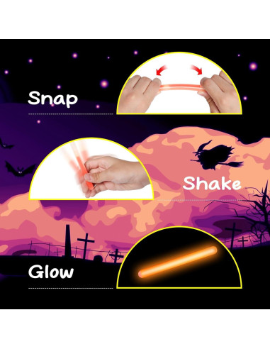 Paquete de 24 Palos de Luz Halloween AFZMON 10.16 cm Brillan en la Oscuridad