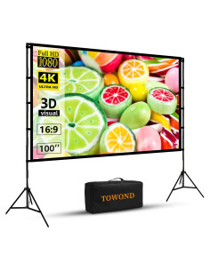 Pantalla de proyector TOWOND 100" 16:9 portátil con soporte