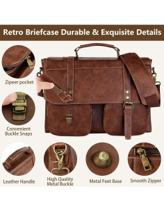 Bolsa Mensajera Wogarl 15.7" Marrón PU para Laptop 2