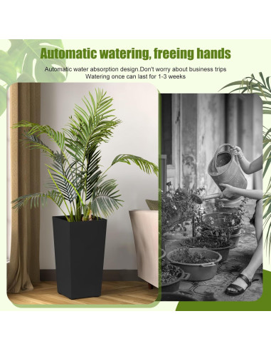 Juego de 2 Macetas Altas Gihusrzx 55cm con Drenaje y Nivel de Agua