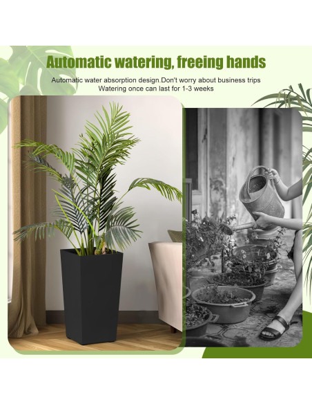 Juego de 2 Macetas Altas Gihusrzx 55cm con Drenaje y Nivel de Agua