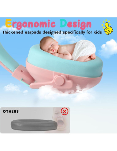 Auriculares Canceladores de Ruido Kalence para Niños Rosa - SNR 26dB