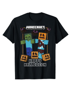 Camiseta Minecraft Halloween Calabaza Zombie Unisex