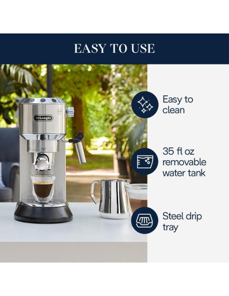 Cafetera Espresso De'Longhi Dedica EC680M con Espumador 15 Bar