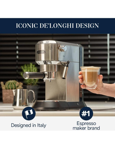 Cafetera Espresso De'Longhi Dedica EC680M con Espumador 15 Bar