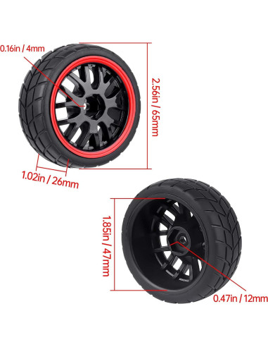 Ruedas y Neumáticos HobbyPark 12mm Hex 1/10 Caucho Blando