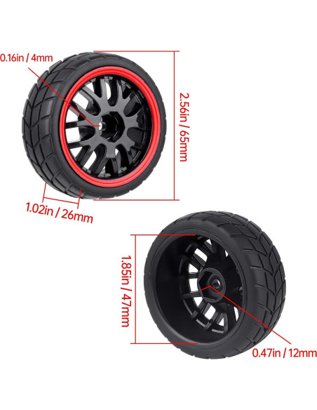 Ruedas y Neumáticos HobbyPark 12mm Hex 1/10 Caucho Blando