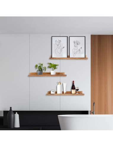 Estante Flotante AZSKY Set de 3, 61 cm, Color Quemado