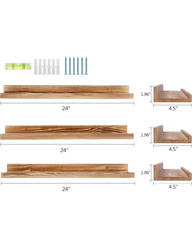 Estante Flotante AZSKY Set de 3, 61 cm, Color Quemado