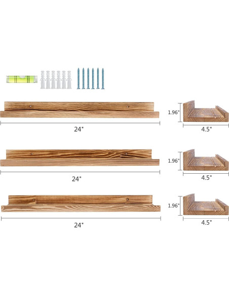 Estante Flotante AZSKY Set de 3, 61 cm, Color Quemado