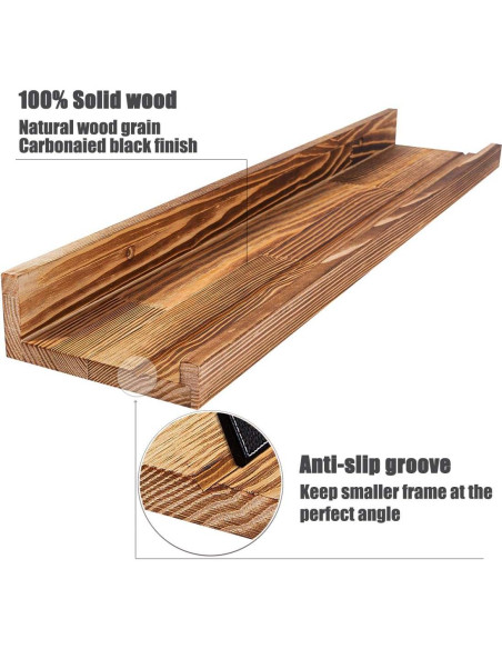 Estante Flotante AZSKY Set de 3, 61 cm, Color Quemado