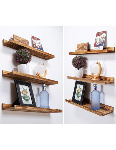 Estante Flotante AZSKY Set de 3, 61 cm, Color Quemado