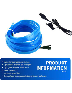 Luces de tira LED Arwrilt 5m USB Azul para interiores de auto 2