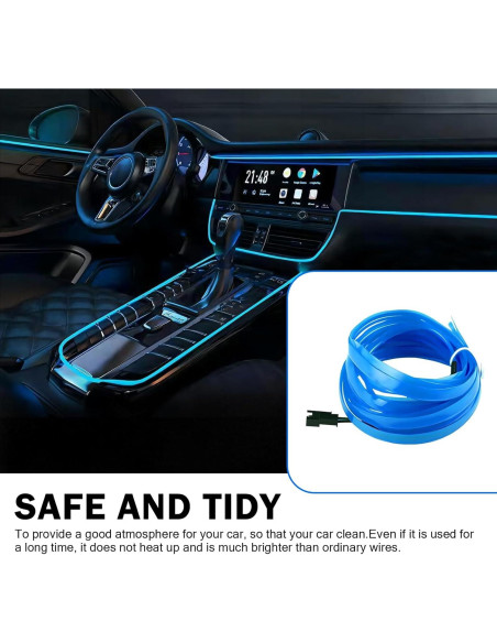 Luces de tira LED Arwrilt 5m USB Azul para interiores de auto