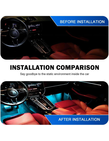 Luces de tira LED Arwrilt 5m USB Azul para interiores de auto