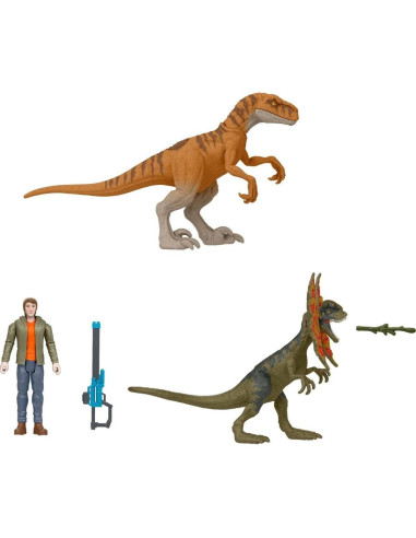 Jurassic World: Teoría del Caos - Figura Ben y 2 Dinosaurios