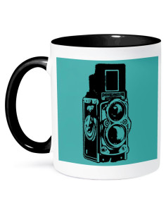 Taza de cerámica 3dRose 11 oz cámara vintage TLR negra