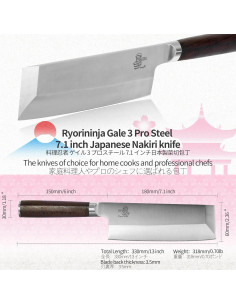 Cuchillo Nakiri 18 cm RyoriNinja de Acero Inoxidable Profesional 2