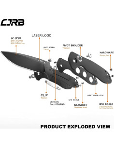 Cuchillo Plegable CJRB Scoria Acero AR-RPM9 Mango G10 Negro 2