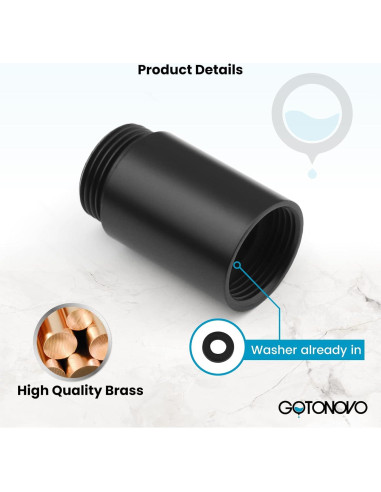 Tubo de Extensión 5 cm Gotonovo para Grifo de Baño Negro Mate