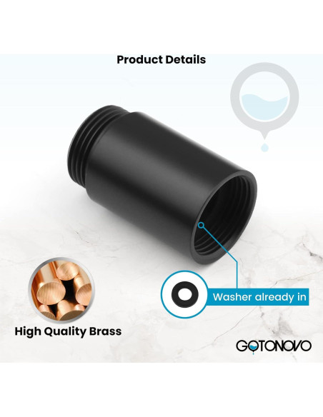Tubo de Extensión 5 cm Gotonovo para Grifo de Baño Negro Mate Tubo de Extensión 5 cm Gotonovo para Grifo de Baño Negro Mate