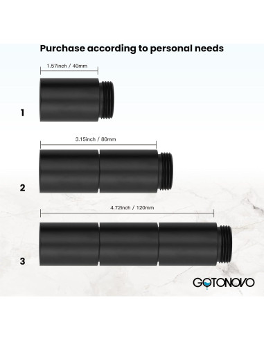 Tubo de Extensión 5 cm Gotonovo para Grifo de Baño Negro Mate