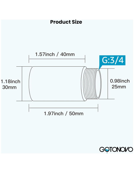 Tubo de Extensión 5 cm Gotonovo para Grifo de Baño Negro Mate Tubo de Extensión 5 cm Gotonovo para Grifo de Baño Negro Mate