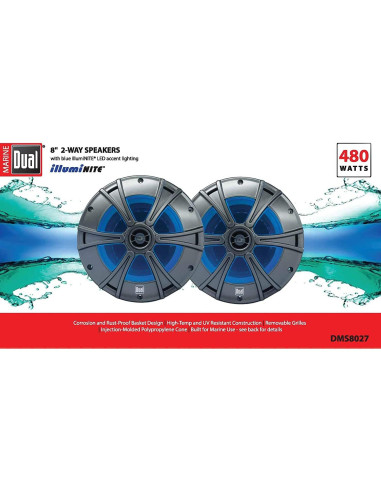 Altavoces Marinos Dual Electronics DMS8027 8" 2 Vías LED Azul