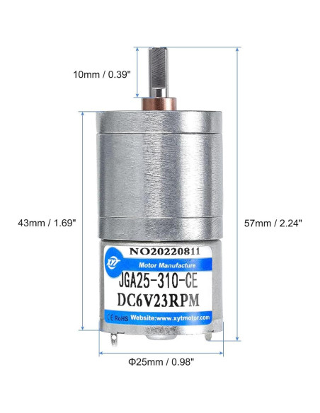 Motor con Engranaje DC MECCANIXITY JGA25-310 6V 23RPM