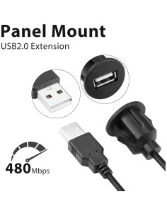 Cable USB 2.0 de Montaje Flush YACSEJAO 1m para Coche y Barco 2