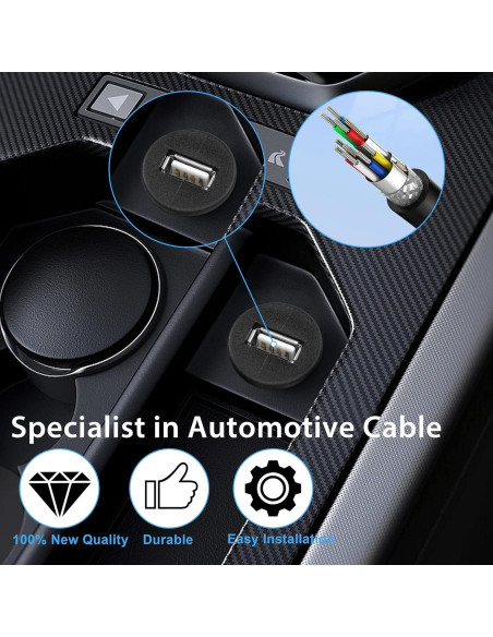 Cable USB 2.0 de Montaje Flush YACSEJAO 1m para Coche y Barco