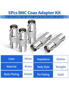 Adaptador BNC hembra a hembra WLANIOT 5pcs - Conector coaxial 2
