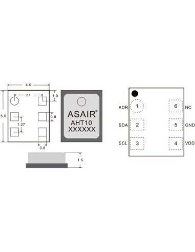 Módulo Sensor Temperatura y Humedad AHT10 DAOKI 2 Pcs I2C