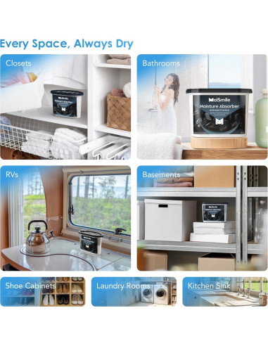 Absorbentes de Humedad Moismile 6 Paquetes Carbón Activado