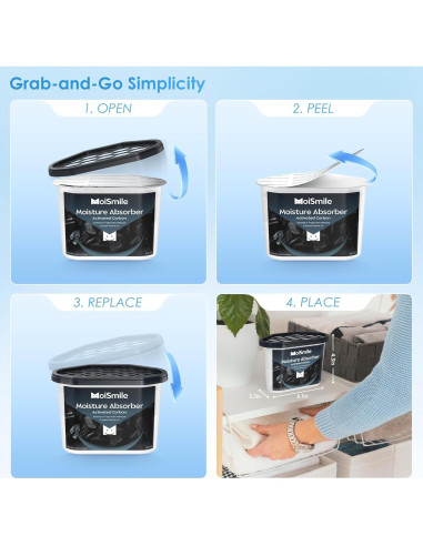 Absorbentes de Humedad Moismile 6 Paquetes Carbón Activado