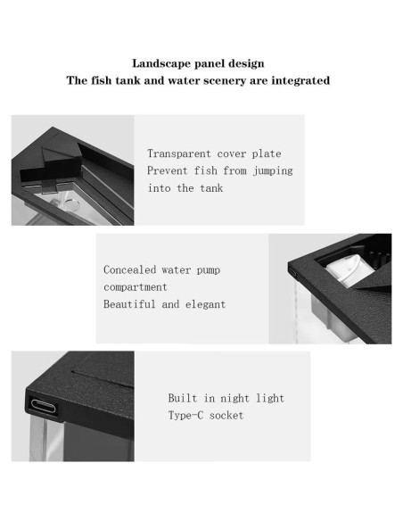 Acuario pequeño CuisinSmart 9.46L con filtro y luz
