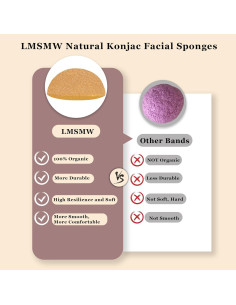 Juego de 6 Esponjas Faciales Konjac LMSMW con Carbón Activado 2