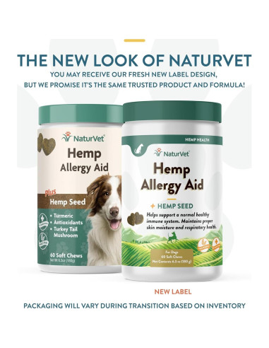 Suplemento NaturVet Hemp Allergy Aid para Perros 60 Masticables