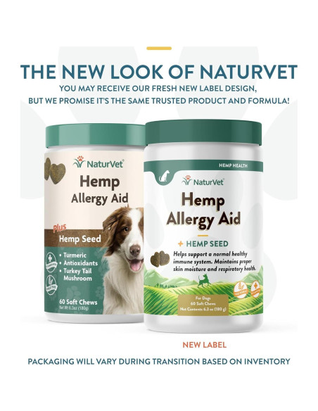 Suplemento NaturVet Hemp Allergy Aid para Perros 60 Masticables