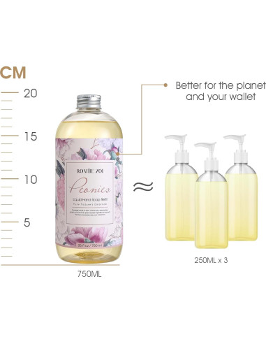 Conjunto de Recargas Jabón de Manos ROMIIE ZOI 3 x 770 ml Peonía