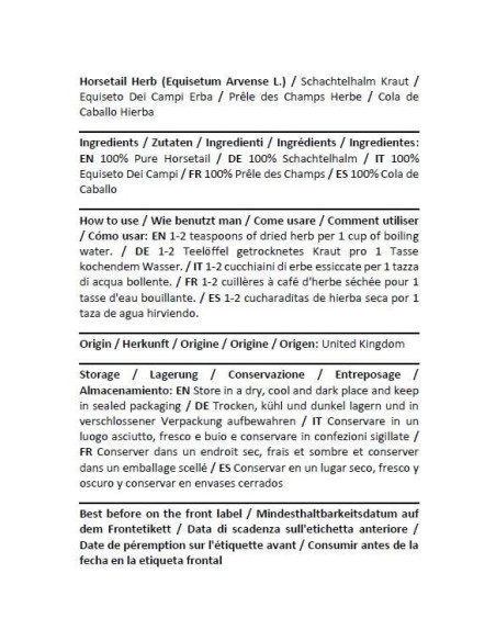 Té Herbal Cola de Caballo Health Embassy 100g - Natural y Libre de OGM