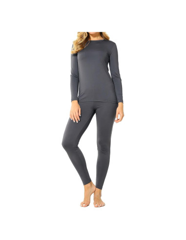 Conjunto Ropa Interior Térmica Mujer 9M Forro Polar Gris